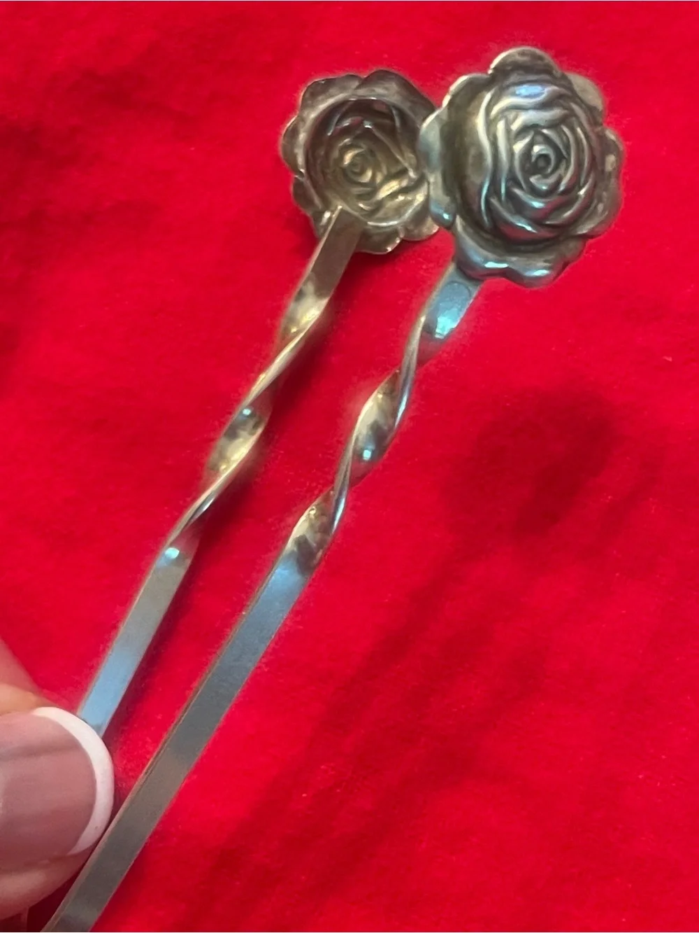 Raimond Sterling Silver Floral Bon Bon Tongs & W.B. Mfg. Co. Silverplate Tongs